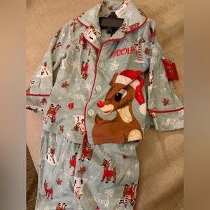 Kids Christmas Rudolf The Red Nose Reindeer Pajamas Kids- NWT